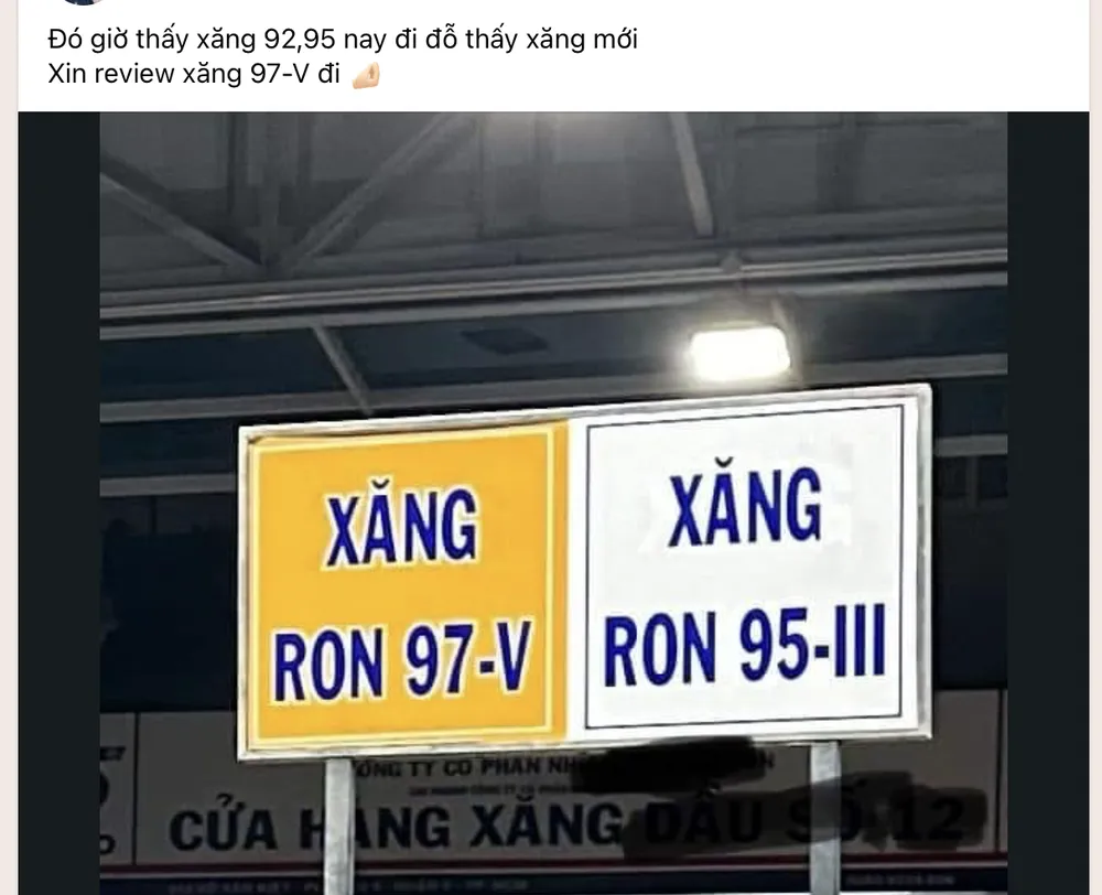 Nhiều người thắc mắc xăng RON-97 V dùng cho dòng xe nào. Ảnh: MXH cac-loai-xang