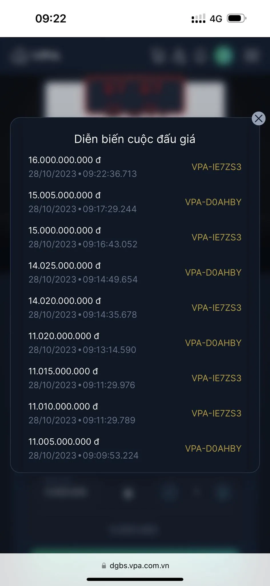 Phiên đấu giá biển số xe kịch tính sáng 28-10.