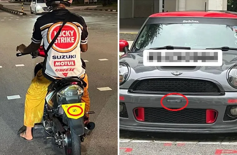 Rộ trào lưu dùng biển số siêu nhỏ trên ô tô và xe máy. Ảnh: Straits Times Rộ trào lưu dùng biển số siêu nhỏ trên ô tô và xe máy.