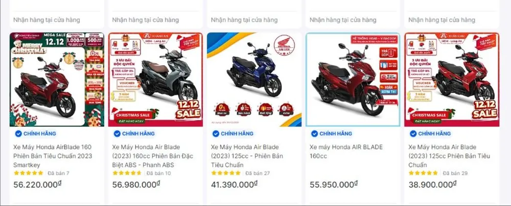 Giá xe Honda Air Blade tại các sàn thương mại điện tử có hấp dẫn hơn khi mua trực tiếp tại đại lý.