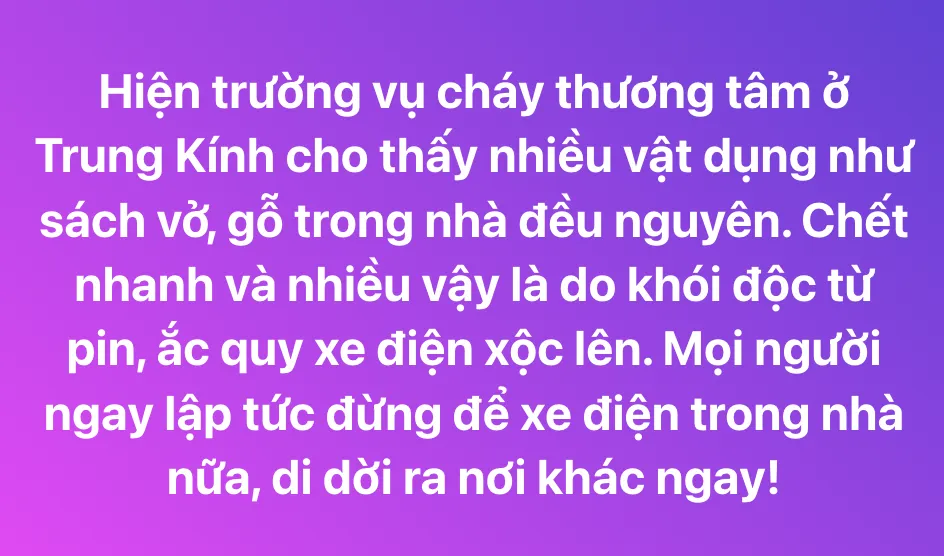 Nhiều người dùng xe điện hoang mang sau vụ cháy. Ảnh: MXH Ảnh chụp Màn hình 2024-05-24 lúc 11.33.08.png