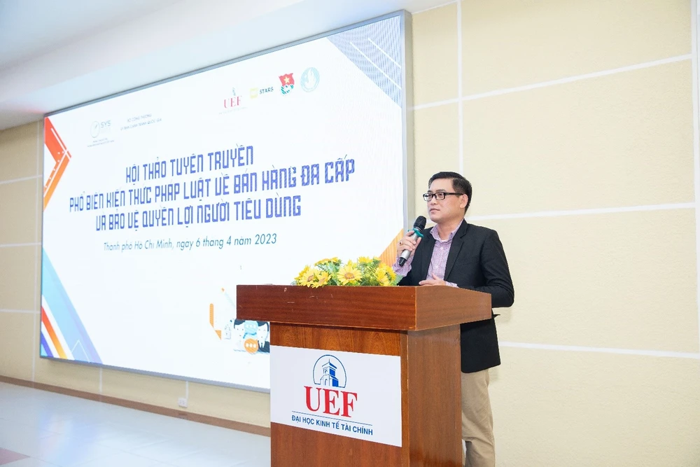 Hội thảo tuyên truyền phổ biến kiến thức pháp luật về bán hàng đa cấp của Uỷ ban cạnh tranh quốc gia cho sinh viên trường đại học kinh tế TP.HCM. Ảnh: Cục cạnh tranh và bảo vệ người tiêu dùng