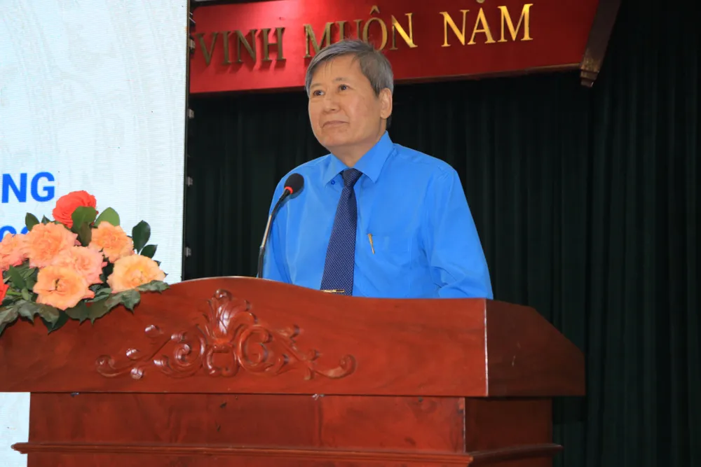Ông Trần Thanh Hải, Phó Chủ tịch thường trực Tổng liên đoàn Lao động Việt Nam phát biểu tại hội nghị. Ảnh: VÕ THƠ