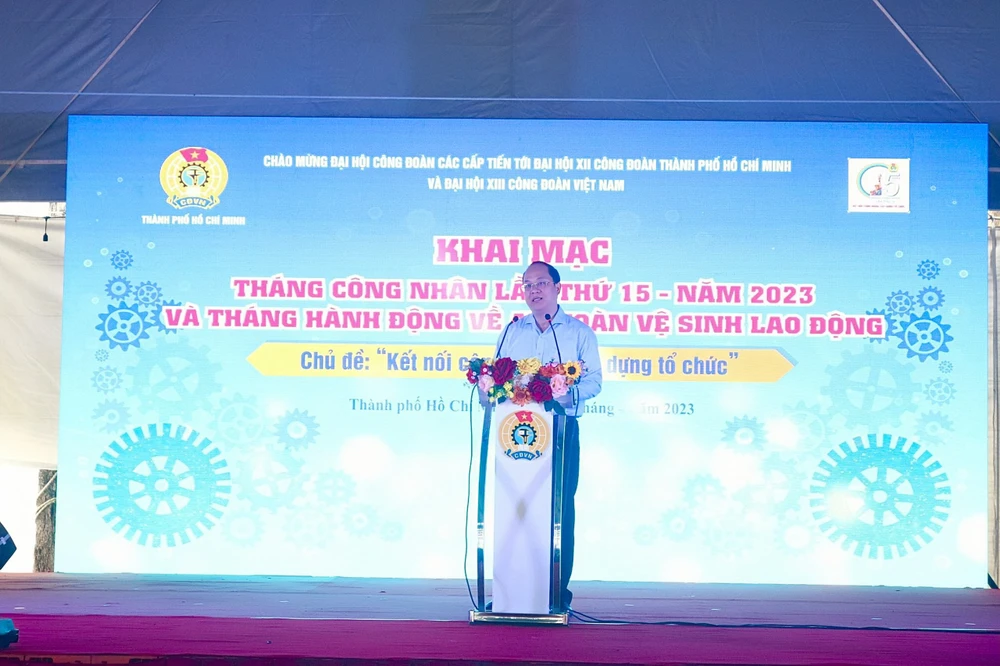 Ông Nguyễn Hồ Hải, Phó Bí thư Thành ủy TP.HCM phát biểu tại buổi lễ. Ảnh: TN