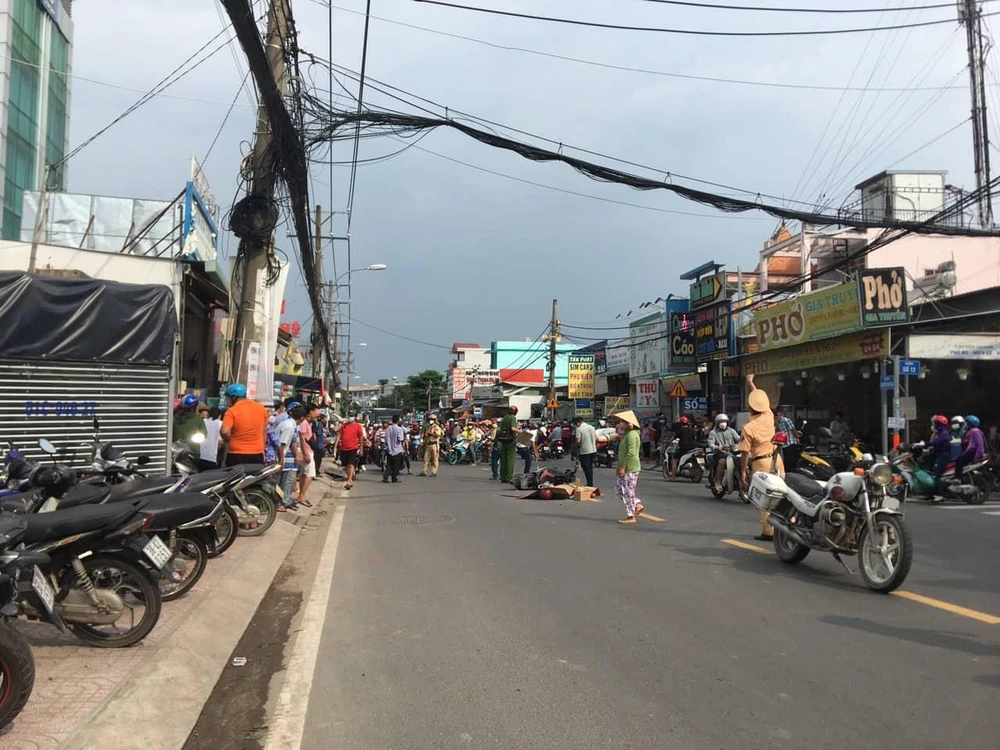 Hiện trường vụ việc khiến ông V tử vong tại chỗ. Ảnh: Khánh An