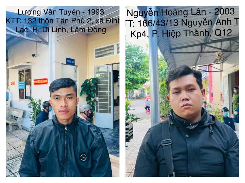 Lương Văn Tuyên và Nguyễn Hoàng Lân đang bị công an tạm giữ để phục vụ công tác điều tra. Ảnh: CTV