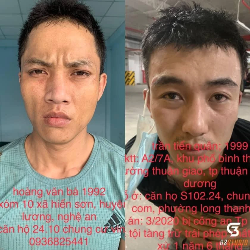 Bá và Quân thuê ô tô đi trộm cắp tài sản bị công an bắt giữ. Ảnh: CA