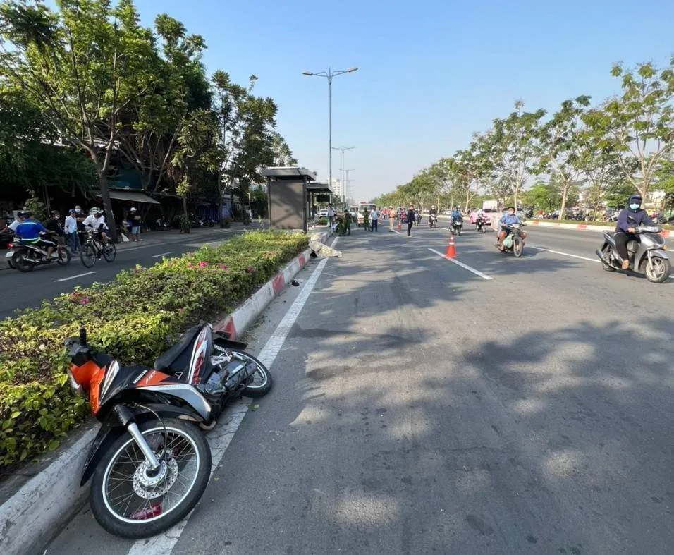 Hiện trường vụ tai nạn khiến H tử vong tại chỗ. Ảnh: TS