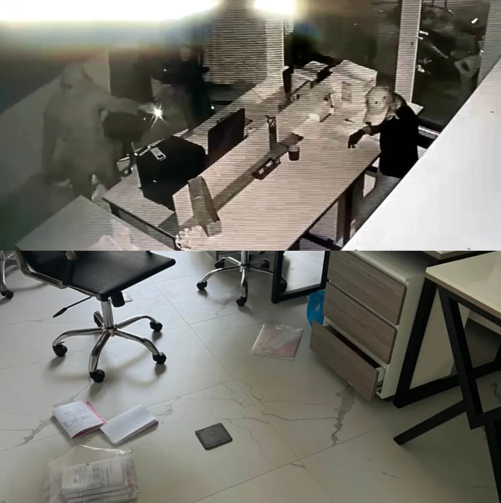 Kẻ trộm thản nhiên soi đèn pin lục lọi tài sản (ảnh trên), nhiều đồ đạc bị kẻ trộm vứt dưới nền nhà (ảnh dưới). Ảnh: CM