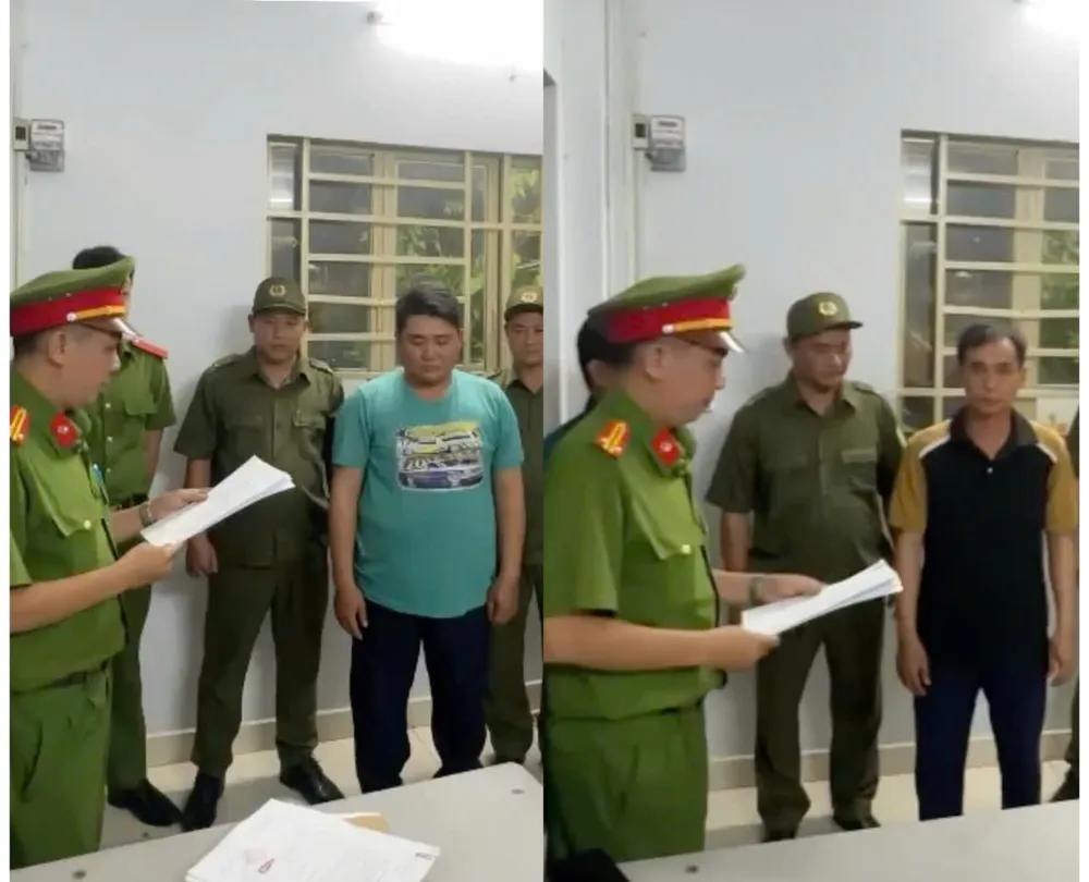 Công an đọc quyết định khởi tố Sang và Phú tội gây rối trật tự công cộng