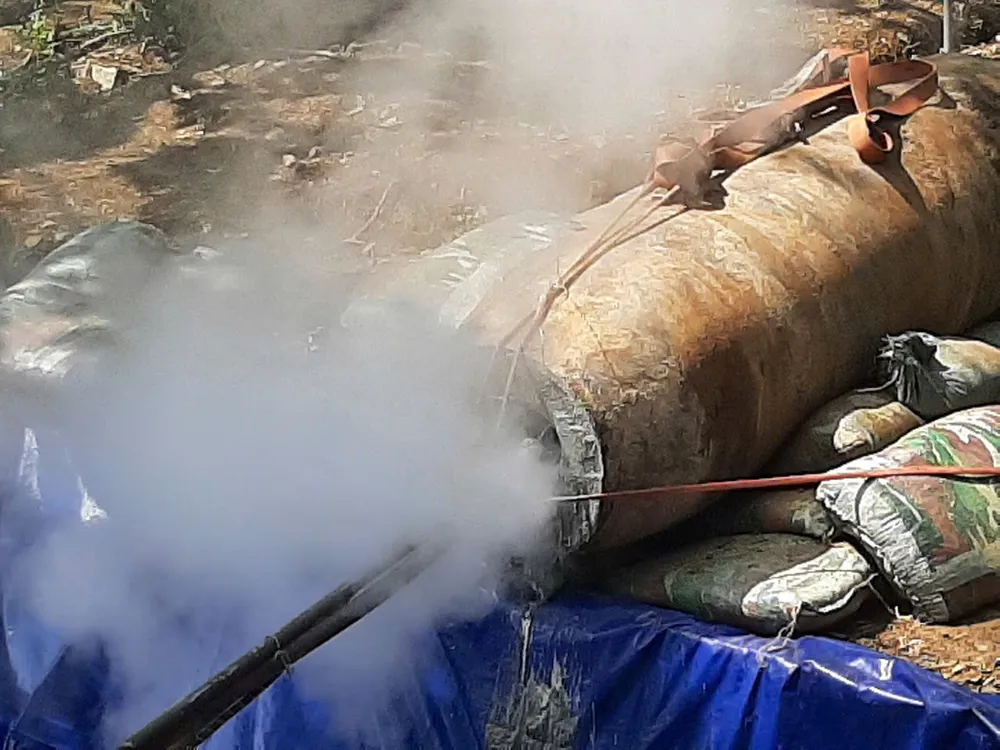 Cận cảnh hủy nổ thành công quả bom 1.362 kg gần cầu Long Biên