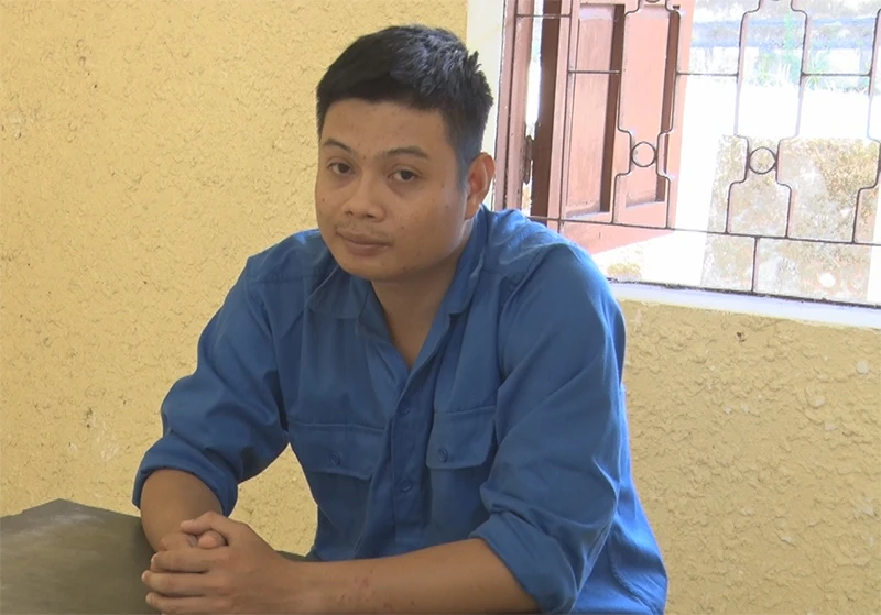 Lương Minh Tín tại cơ quan công an. Ảnh: CACC