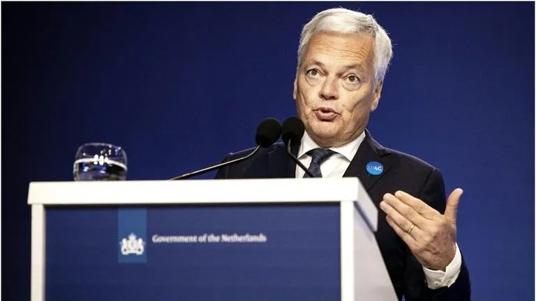 Ủy viên tư pháp của Liên minh châu Âu (EU) - ông Didier Reynders tại một sự kiện ở thành phố The Hague (Hà Lan) vào tháng 7. Ảnh: AFP