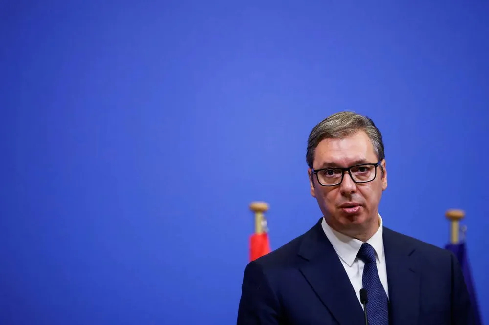 Tổng thống Serbia - ông Aleksandar Vucic phát biểu tại trụ sở của Tổ chức Hiệp ước Bắc Đại Tây Dương (NATO) ở thủ đô Brussels (Bỉ) ngày 17-8. Ảnh: REUTERS Tổng thống Serbia - ông Aleksandar Vucic phát biểu tại trụ sở của Tổ chức Hiệp ước Bắc Đại Tây Dương (NATO) ở thủ đô Brussels (Bỉ) ngày 17-8. Ảnh: REUTERS