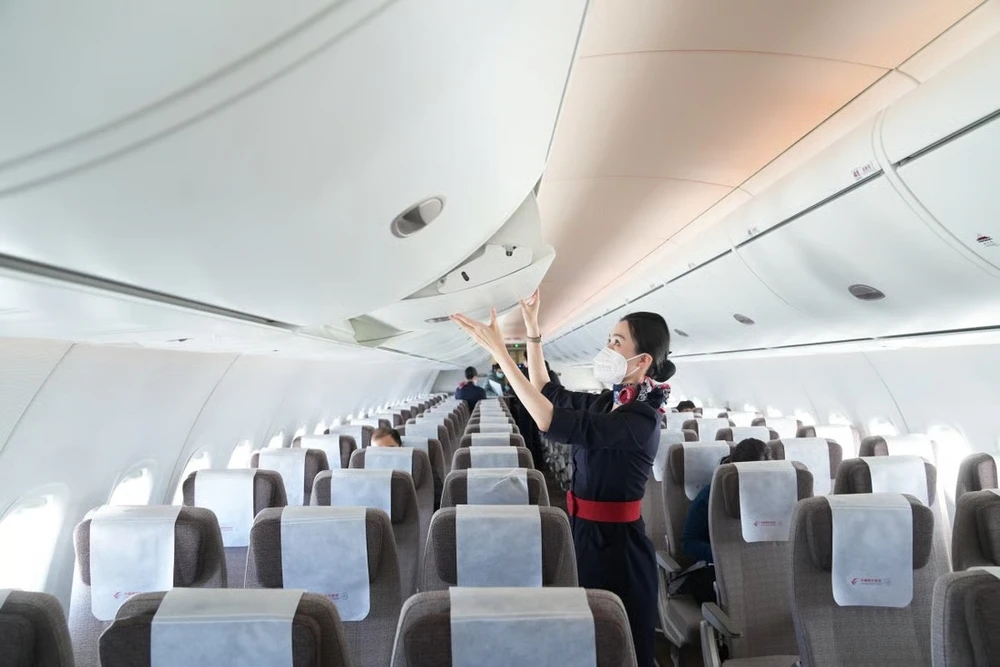 Máy bay C919 được thiết kế để chở từ 158 đến 192 hành khách. Ảnh: TÂN HOA XÃ