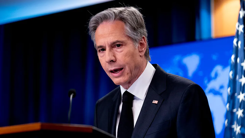 Ngoại trưởng Mỹ Antony Blinken phát biểu trong một cuộc tại Bộ Ngoại giao Mỹ ở thủ đô Washington D.C, ngày 20-3. Ảnh: AP Ngoại trưởng Mỹ Antony Blinken phát biểu trong một cuộc tại Bộ Ngoại giao Mỹ ở thủ đô Washington D.C, ngày 20-3. Ảnh: AP