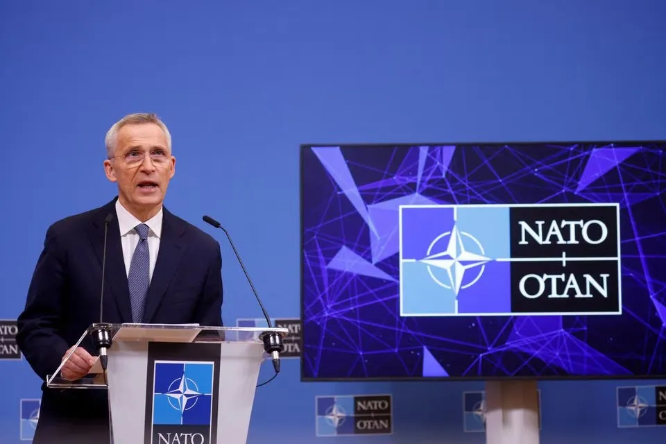 Tổng thư ký NATO - ông Jens Stoltenberg dự họp báo trước cuộc họp của các ngoại trưởng NATO tại thủ đô Brussels (Bỉ) ngày 3-4. Ảnh: REUTERS