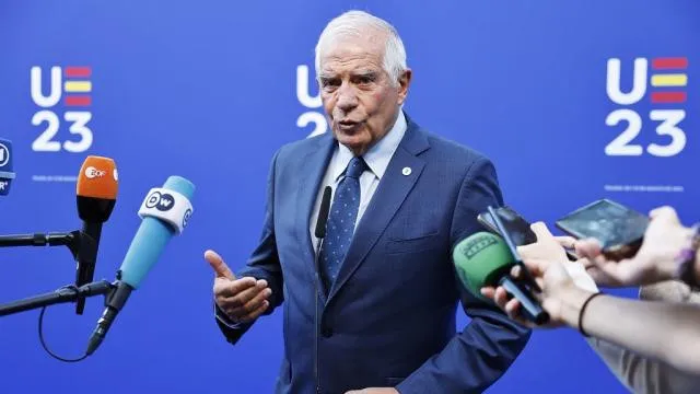 Đại diện cấp cao Liên minh châu Âu (EU) về chính sách đối ngoại và an ninh Josep Borrell phát biểu tại hội nghị về Niger ở Tây Ban Nha hôm 30-8. Ảnh: EURO NEWS