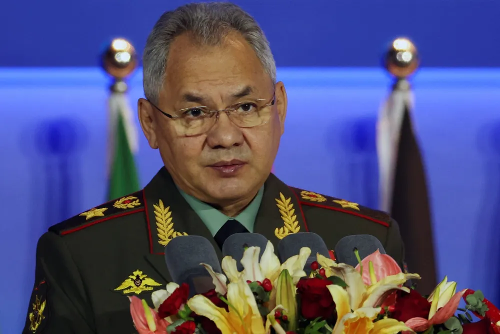 Bộ trưởng Quốc phòng Nga Sergei Shoigu phát biểu tại Diễn đàn quốc phòng Hương Sơn-Bắc Kinh lần thứ 10 ở thủ đô Bắc Kinh (Trung Quốc) ngày 30-10. Ảnh: REUTERS Ông Shoigu: Phương Tây muốn mở rộng xung đột Ukraine sang châu Á-Thái Bình Dương