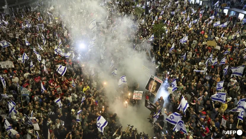 Chùm ảnh: Biểu tình quy mô lớn ở Israel khi chiến sự tròn nửa năm