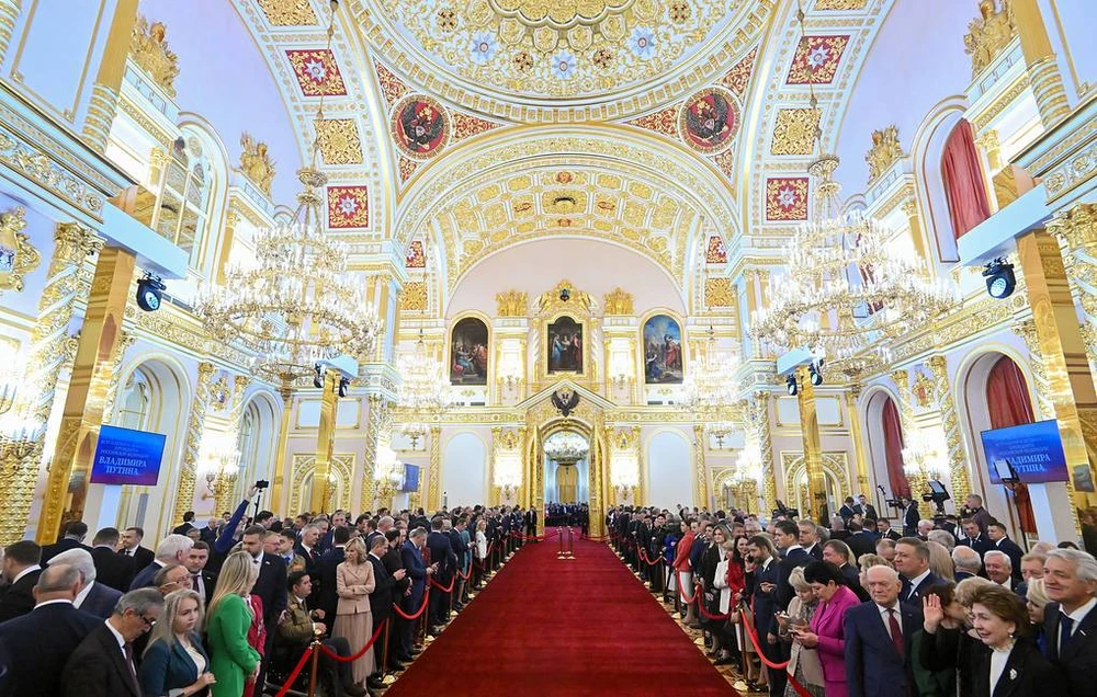 Quang cảnh Điện Kremlin, thủ đô Moscow (Nga) trong lễ nhậm chức của Tổng thống Nga Vladimir Putin ngày 7-5. Ảnh: TASS VIDEO: Ông Putin nhậm chức tổng thống Nga lần thứ 5