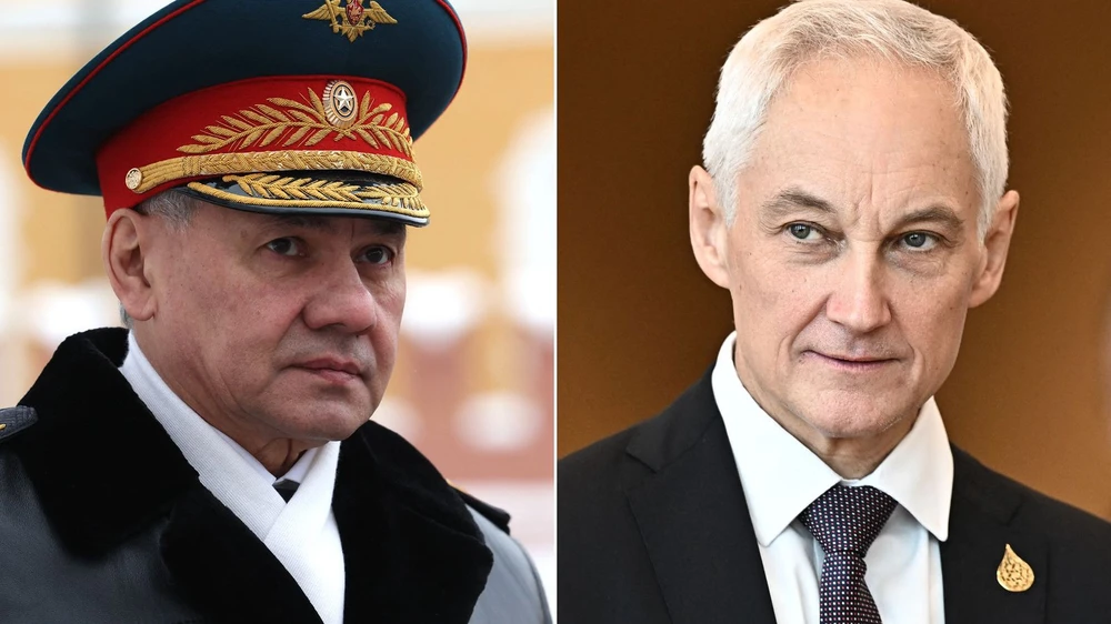 Bộ trưởng Quốc phòng Nga Sergey Shoigu (trái) và Phó Thủ tướng Nga Andrey Belousov - người được đề cử thay thế ông Shoigu. Ảnh: CNN Nga sắp thay bộ trưởng quốc phòng, lý do gì?