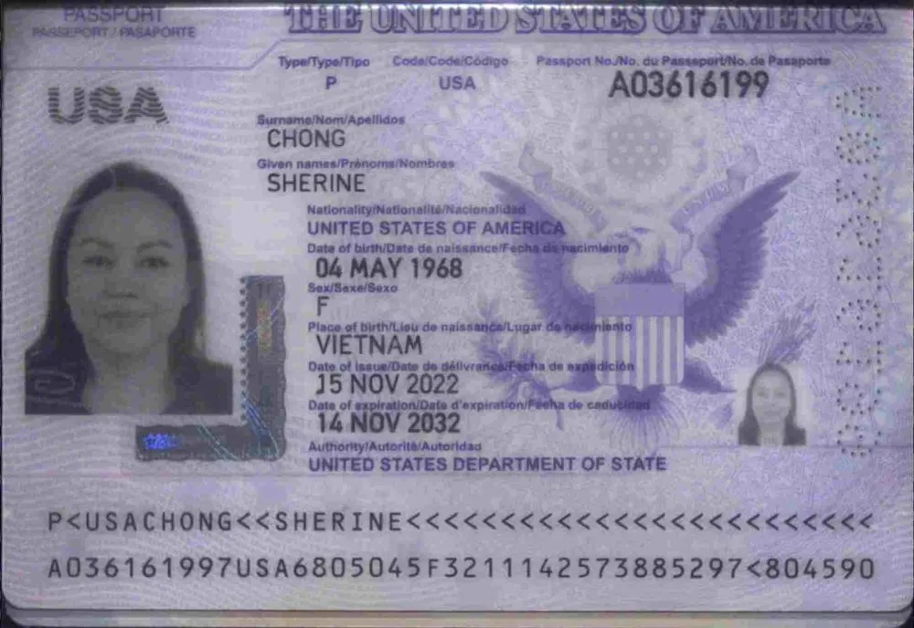 Hộ chiếu của bà Sherine Chong - nghi phạm vụ nhóm người Việt tử vong ở Bangkok. Ảnh: CẢNH SÁT THÁI LAN Vụ nhóm người Việt tử vong ở Bangkok-4.jpg