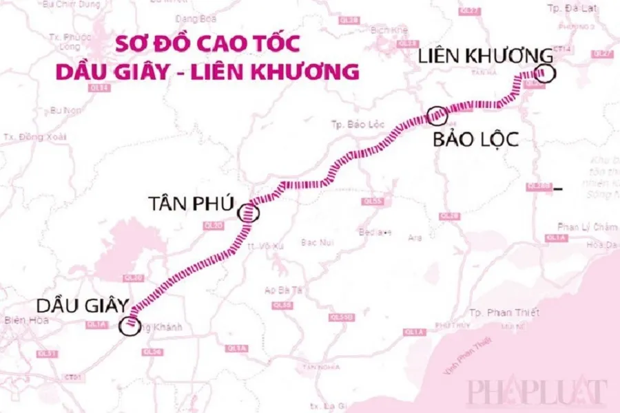 Cao tốc Tân Phú - Bảo Lộc là một dự án thành phần của cao tốc Dầu Giây - Liên Khương.