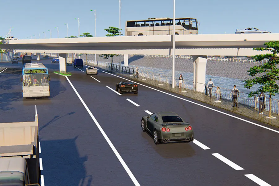 Phối cảnh cầu đường Nguyễn Khoái. (Ảnh do chủ đầu tư dự án cung cấp)