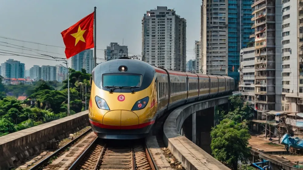 Dự kiến Việt Nam sẽ khởi công dự án đường sắt cao tốc Bắc - Nam vào năm 2027. Ảnh sử dụng công nghệ AI. Ảnh: V.LONG Dự kiến Việt Nam sẽ khởi công dự án đường sắt cao tốc Bắc - Nam vào năm 2027. Ảnh sử dụng công nghệ AI. Ảnh: V.LONG