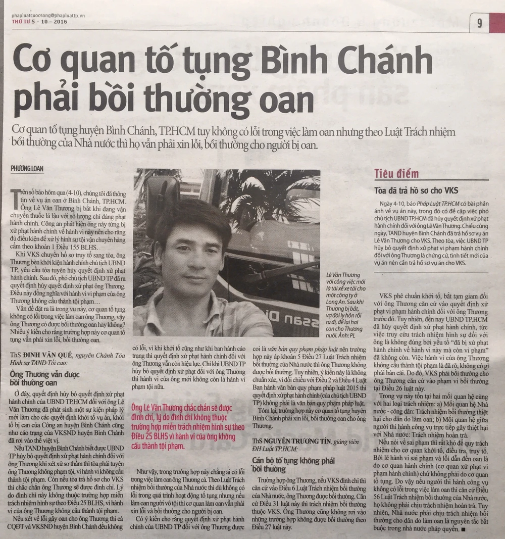 Đề nghị đình chỉ không tội một vụ án ở Bình Chánh