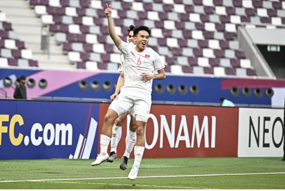 Minh Khoa ăn mừng bàn thắng nâng tỉ số lên 2-0 cho U-23 Việt Nam. ẢNH: AFC minh-khoa.png