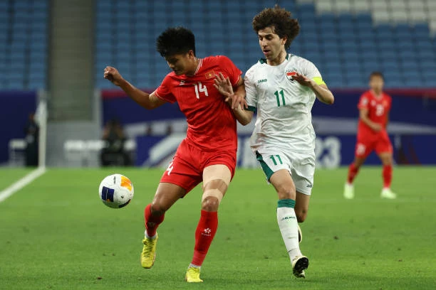 U-23 Việt Nam đang chơi rất chặt chẽ trước Iraq. ẢNH: GETTY u-23-viet-nam.jpeg