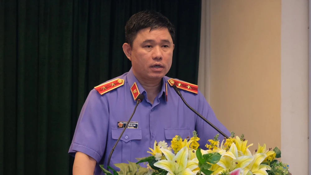 Ông Nguyễn Đức Thái, Viện trưởng VKSND TP.HCM phát biểu tại hội nghị. ẢNH: SONG MAI