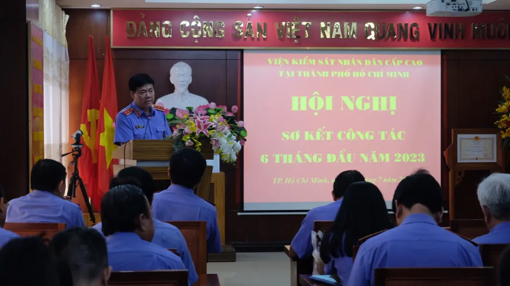 Toàn cảnh hội nghị sơ kết công tác sáu tháng đầu năm 2023. Ảnh: SONG MAI