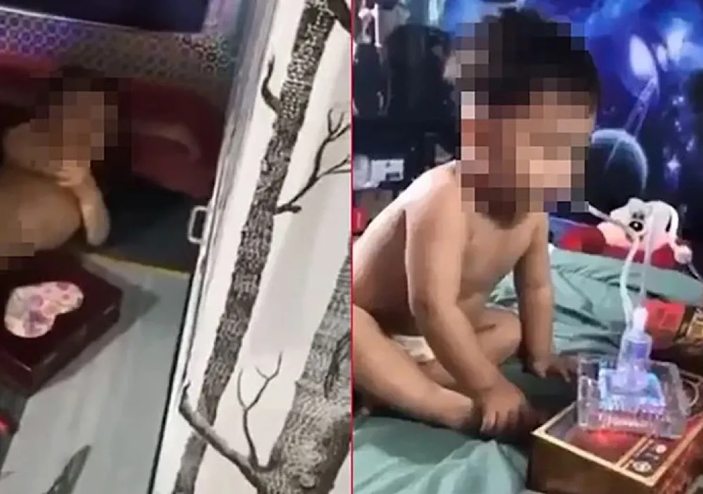Hình ảnh bé trai nghi bị ép dùng ma túy đá khiến nhiều người bàng hoàng. Ảnh: Cắt từ clip IMG_2023-10-18-114334.jpeg
