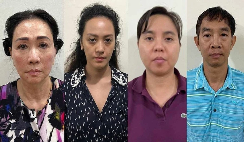 Một số bị can trong vụ án. Ảnh: BCA Trương Mỹ Lan
