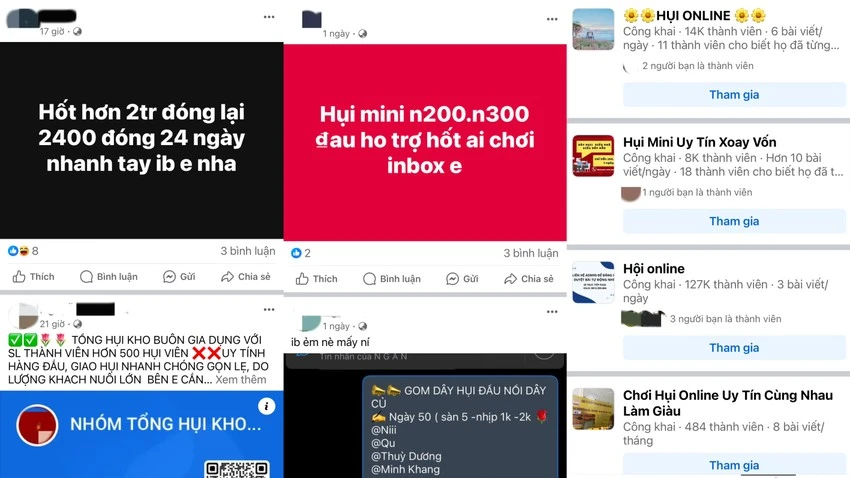 Không chỉ có "hụi truyền thống" mà nay còn xuất hiện "hụi online" tìm ẩn nhiều rủi ro. Ảnh chụp màn hình phòng tránh rủi ro khi chơi hụi