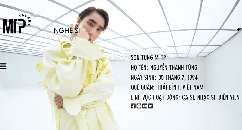 Ca sĩ Sơn Tùng trên trang web Công ty CP M-TP Talent. Sơn Tùng M-TP.jpeg
