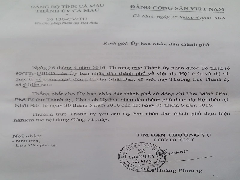 TP Cà Mau đưa ra giấy phép đi nước ngoài của chủ tịch ảnh 2