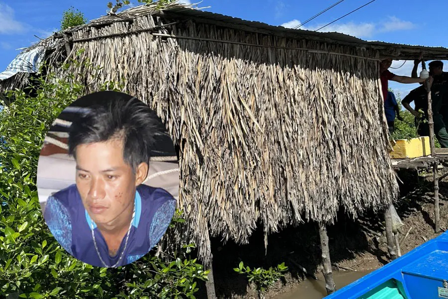 Nguyễn Văn Đương và chòi vuông nơi xảy ra vụ án. Ảnh: CTV Hai_vu_no_sung_Ca_Mau1.jpg