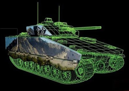 Mô hình xe tăng có khả năng ngụy trang do công ty BAE Systems thiết kế. Ảnh: Telegraph.