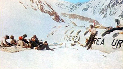 Nhóm người sống sót sau vụ tai nạnmáy bay của Không quân của Uruguay. Ảnh:documentingreality