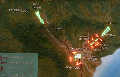 Sơ đồ trận Chi Lăng - Xương Giang năm 1427 của nghĩa quân Lam Sơn chống quân xâm lược nhà Minh.Khởi nghĩa Lam Sơn(1418-1427) do Lê Lợilãnh đạo và kết thúc bằng việc giành lại độc lập cho nước Đại Việtvà sự thành lập nhà Hậu Lê