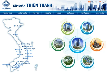 Thông tin trên website thể hiện sự có mặt của Thiên Thanh ở nhiều nơi và nhiều ngành nghề