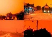 Bầu trời chuyển màu đỏ như máu giữa ban ngày ở Indonesia