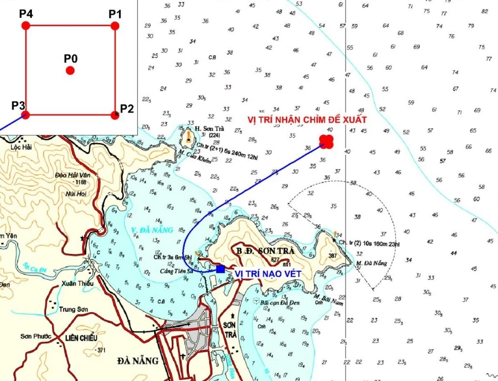 Vị trí nhận chìm được PTSC đề xuất. Ảnh: PTSC