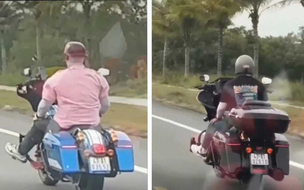 lái mô tô buông cả 2 tay