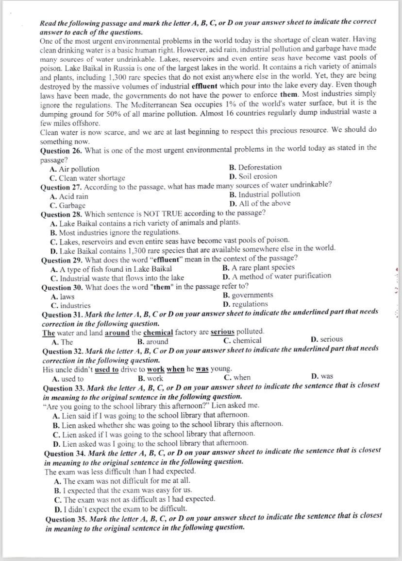 kỳ thi vào lớp 10 Hà Nội đề minh họa môn tiếng anh 2.jpg