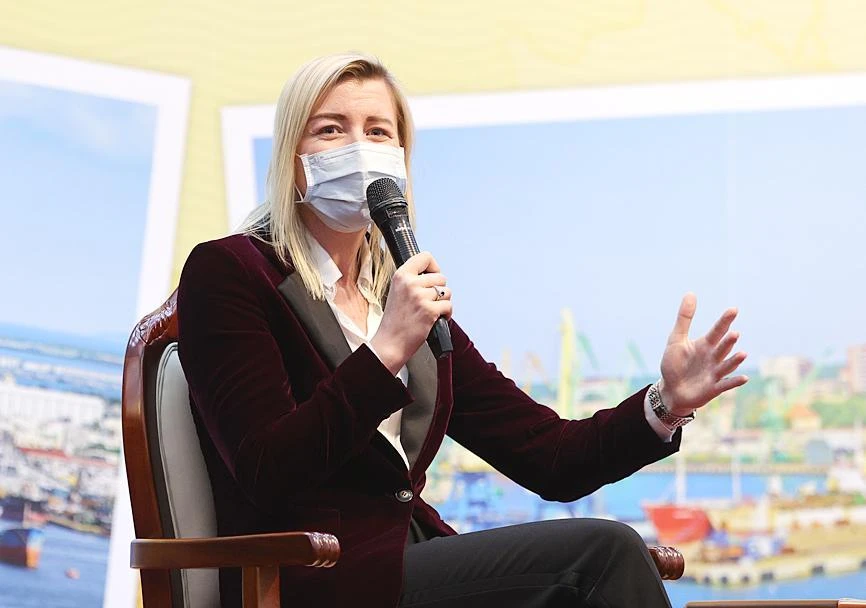 Thứ trưởng Bộ Giao thông vận tải và Truyền thông Lithuania, bà Agne Vaiciukeviciute. Ảnh: CNA